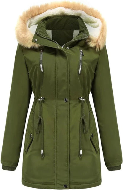Lovi - Manteau long femme en fausse fourrure à capuche polaire
