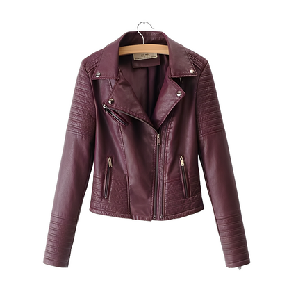 Blouson en cuir élégant pour femme, coupe ajustée