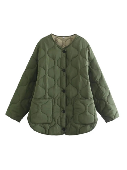 Doudoune matelassée oversize vert olive, style hivernal