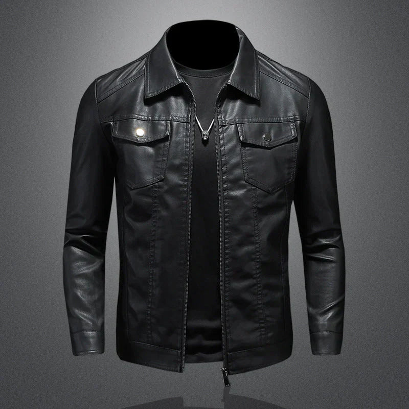 Lederjacke Herren Biker Style Cool - IdealeKleiden