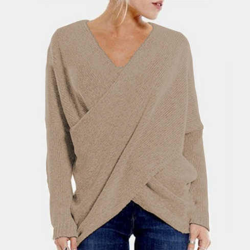 Écharpe pour femme Pull cache-cœur côtelé à manches longues