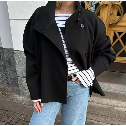 Kurzjacke Damen Hochgeschlossen Asymmetrisch - IdealeKleiden