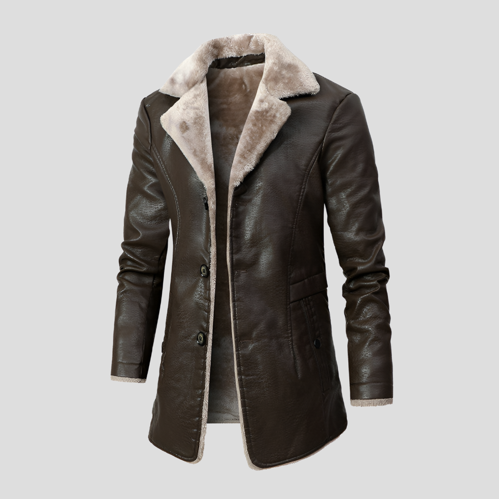 Blouson en cuir doublé chaud homme