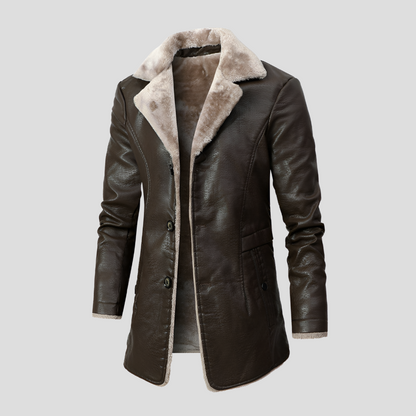 Blouson en cuir doublé chaud homme