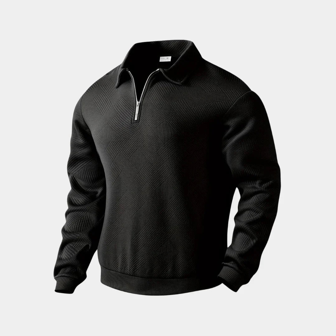 Pull-over homme demi-zip col montant moderne