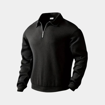 Pull-over homme demi-zip col montant moderne