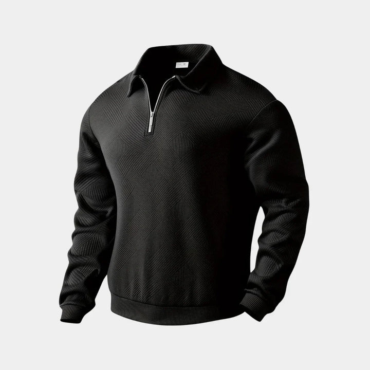 Pull-over homme demi-zip col montant moderne