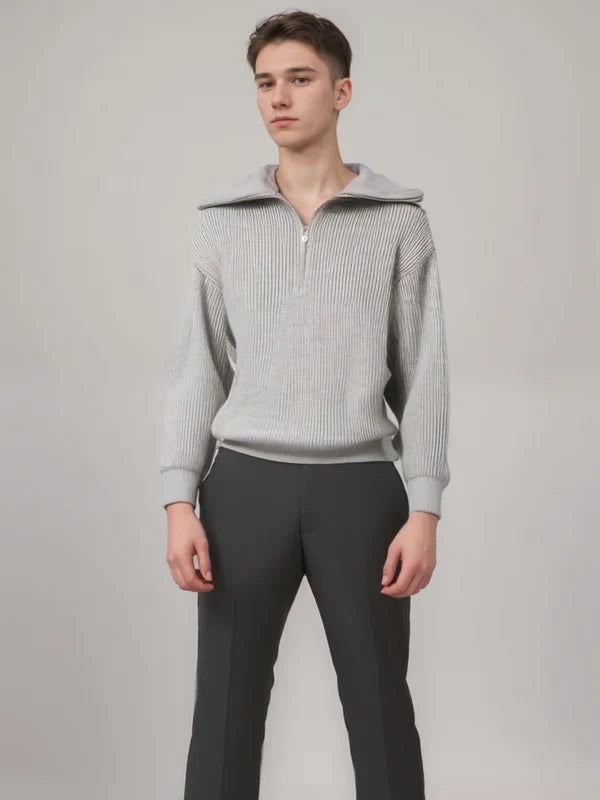 Pull rayé avec fermeture éclair Moderne