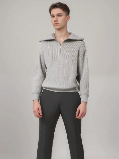 Pull rayé avec fermeture éclair Moderne