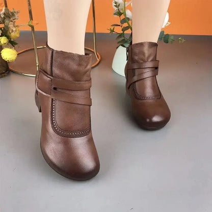 Bottes en cuir élégantes pour femmes, style vintage