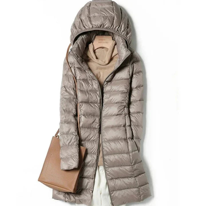 Longue veste d'hiver chaude pour femme avec capuche