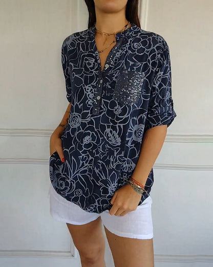 Robe femme encolure en V imprimée été