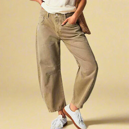 Pantalon rétro pour femme avec détail de bandes aux genoux