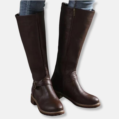 Bottes hautes imitation cuir double fermeture éclair