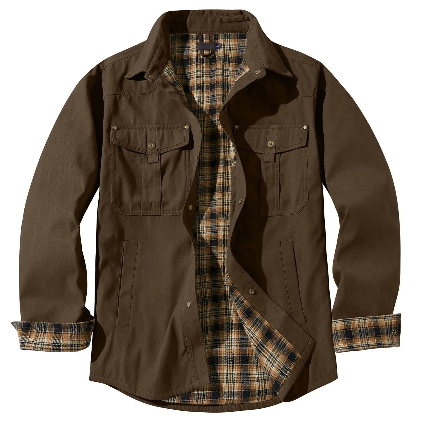 Grande taille homme veste flanelle à carreaux capuche