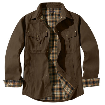 Grande taille homme veste flanelle à carreaux capuche