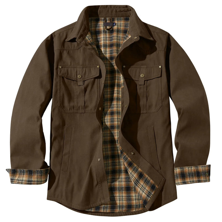 Grande taille homme veste flanelle à carreaux capuche