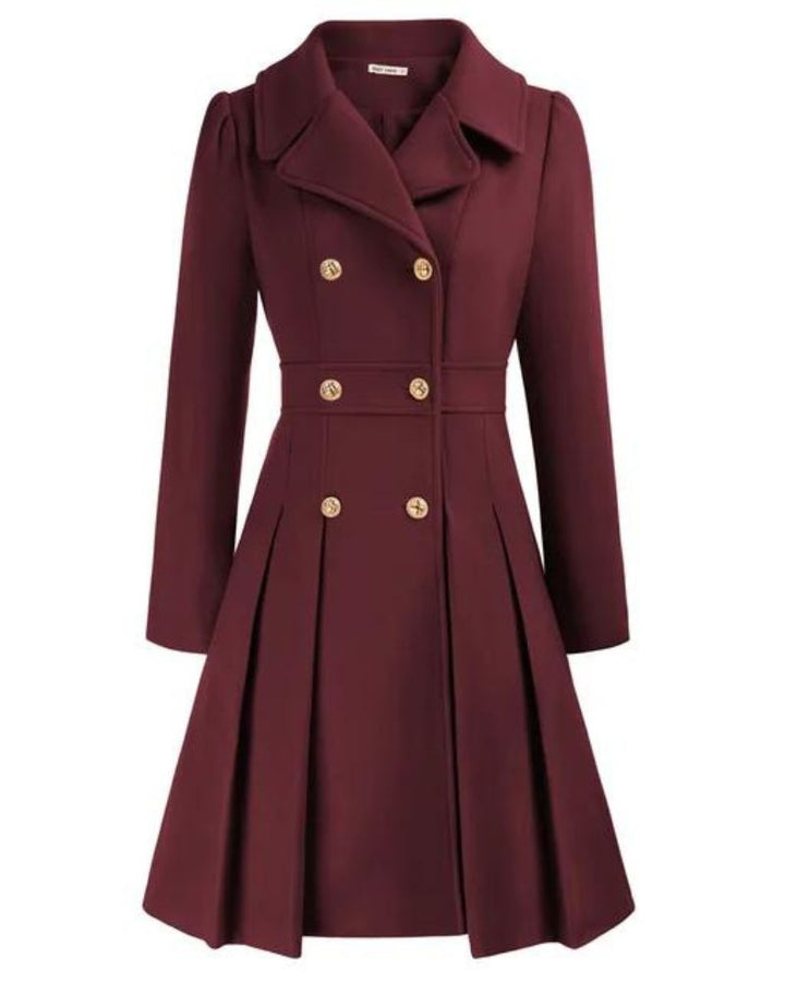 Manteau élégant pour femme, en laine plissée