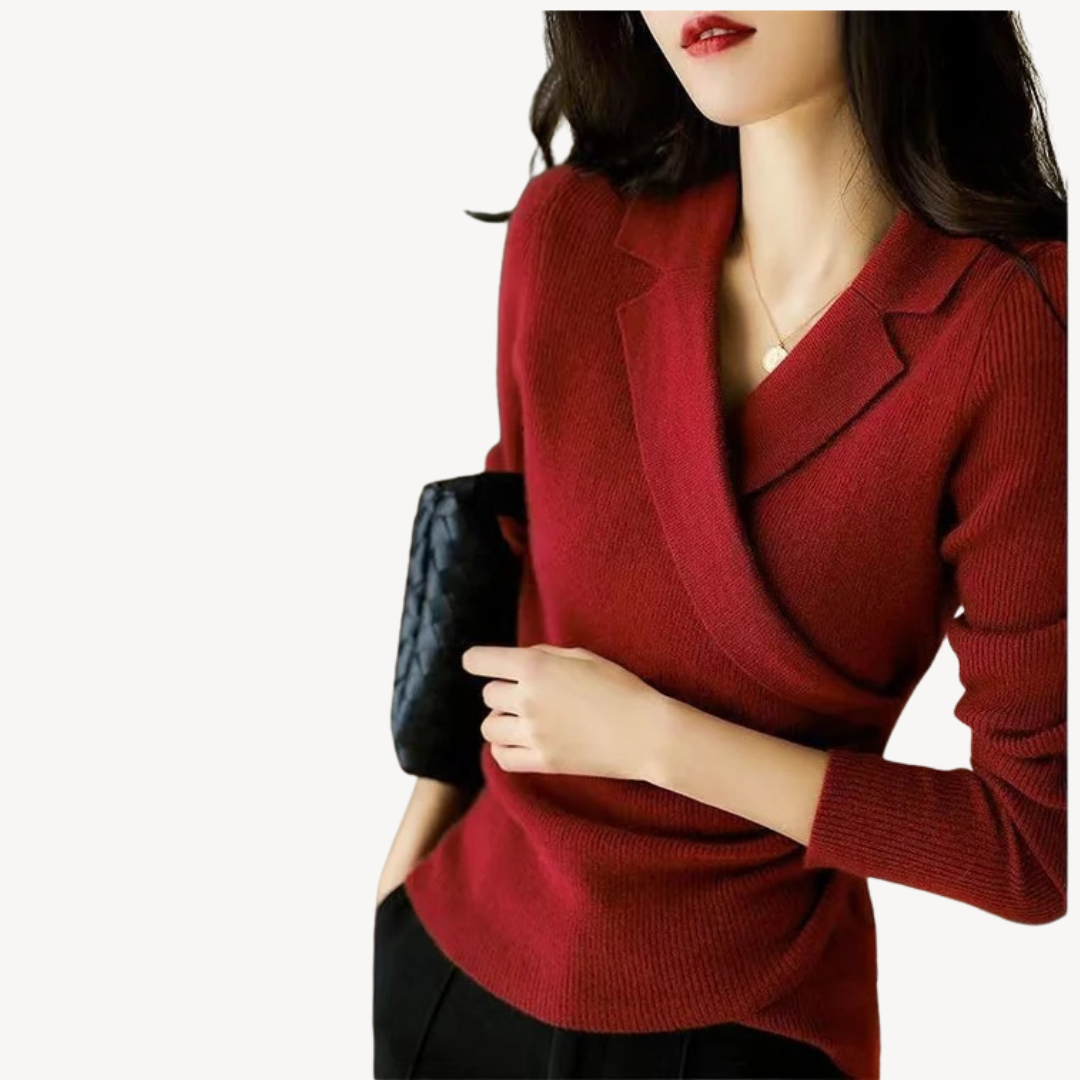 Pull femme maille cache-cœur col en V moderne