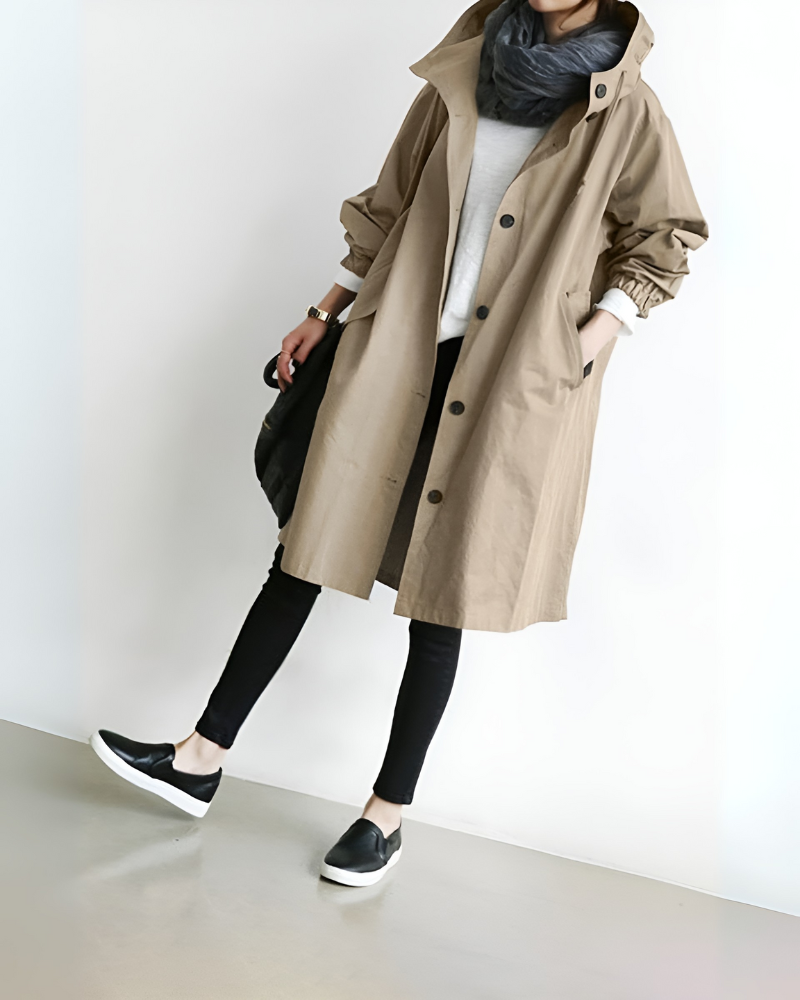 Trench-coat élégant pour femme avec capuche