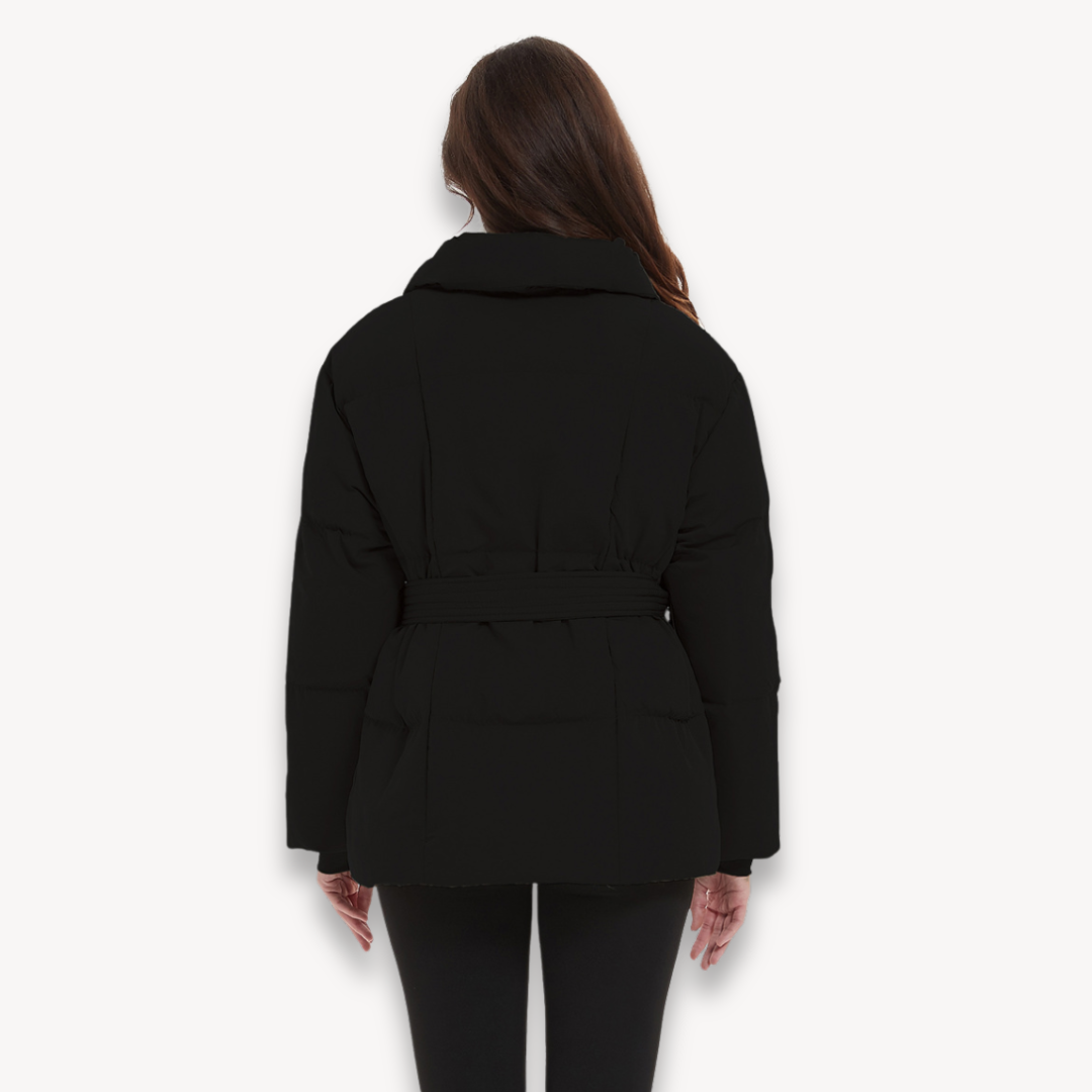 Stylische Winterjacke Damen Gurtel Waistcoat - IdealeKleiden