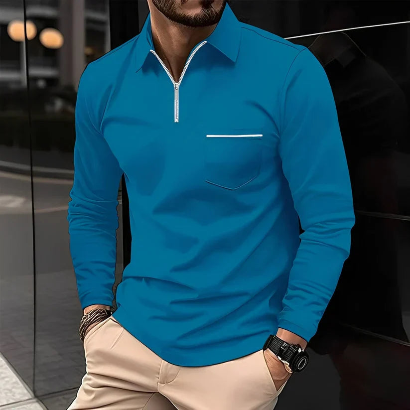 Polo manches longues zippé homme style moderne