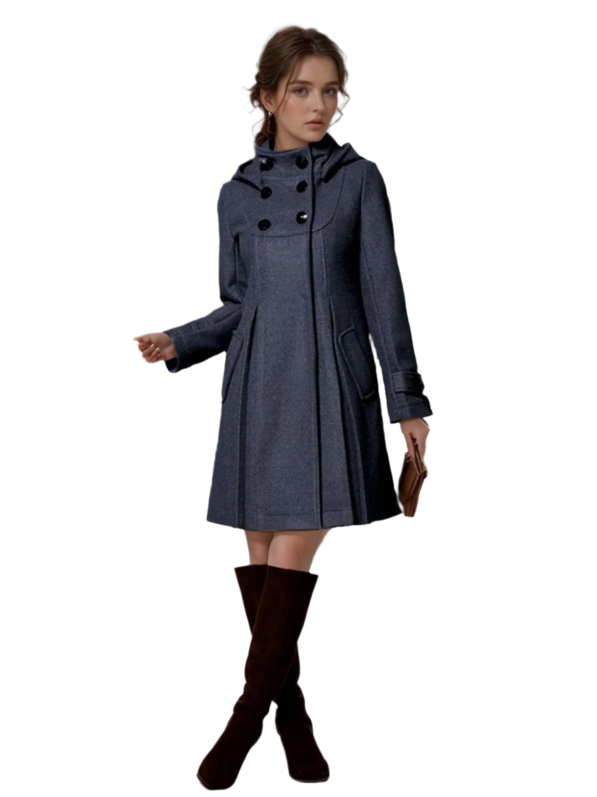 Manteau femme élégant coupe ajustée col