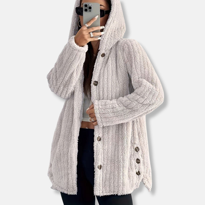 Manteau oversize à capuche, doux, mi-long