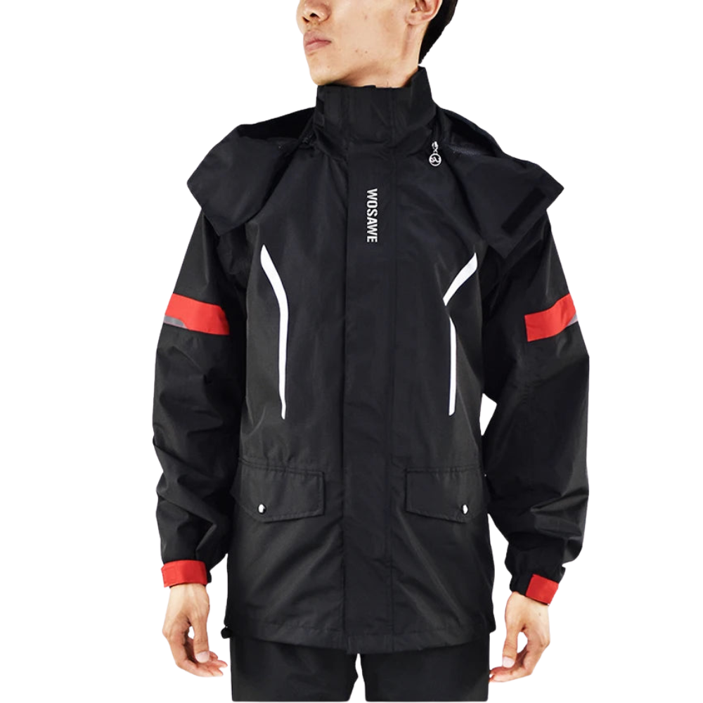 Veste de pluie moto pour homme, imperméable, noir réfléchissant