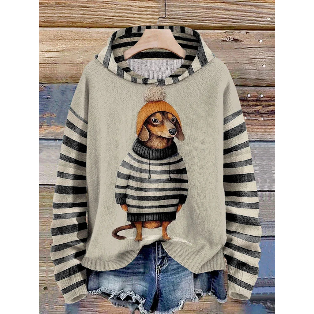 Pulls polaires pour femmes avec motif chien, doux et lacés