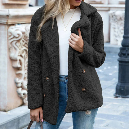 Manteau Femme Mi-long Double Boutonnage Élégant