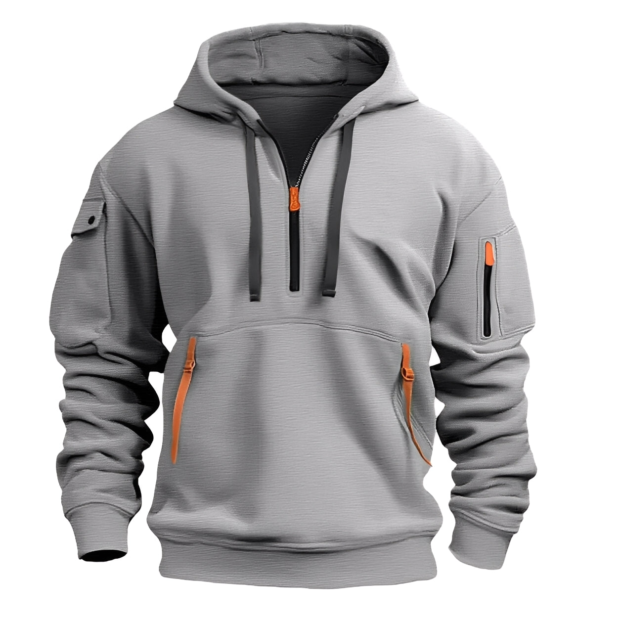 Sweat-shirt à capuche confortable pour hommes avec demi-zip