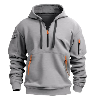 Sweat-shirt à capuche confortable pour hommes avec demi-zip