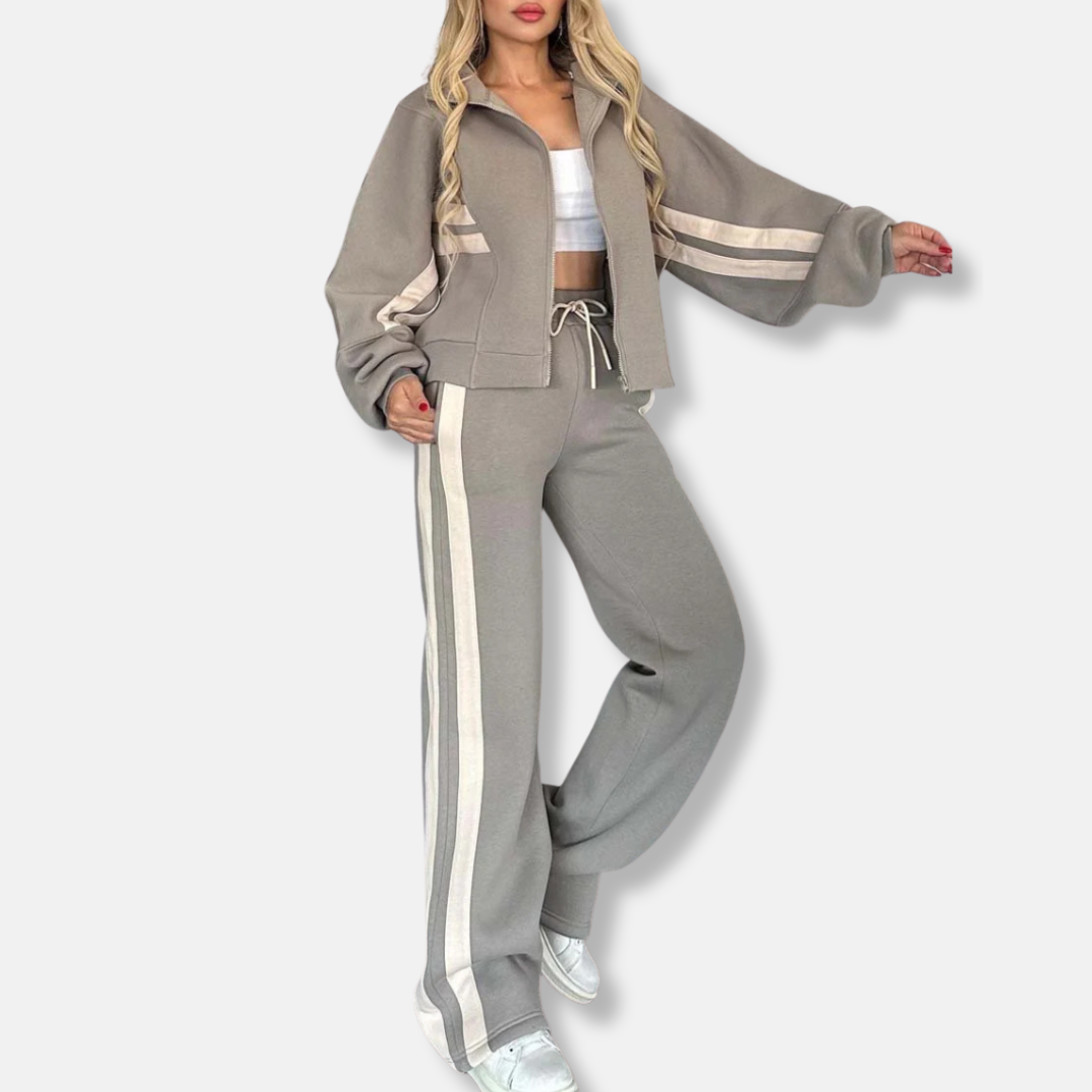 Veste décontractée zippée Coupe ample Manches à rayures
