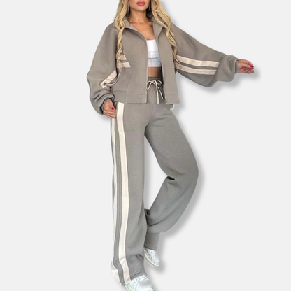 Veste décontractée zippée Coupe ample Manches à rayures