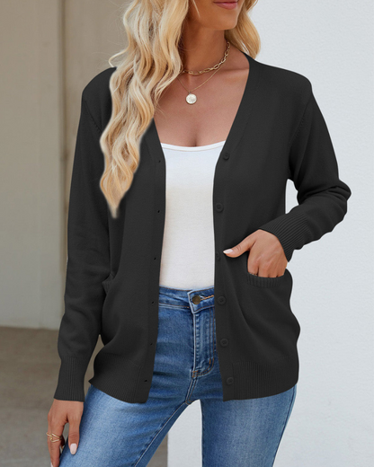 Cardigan femme col V manches longues
