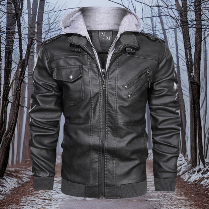 Veste en cuir chaude Capuche Hiver