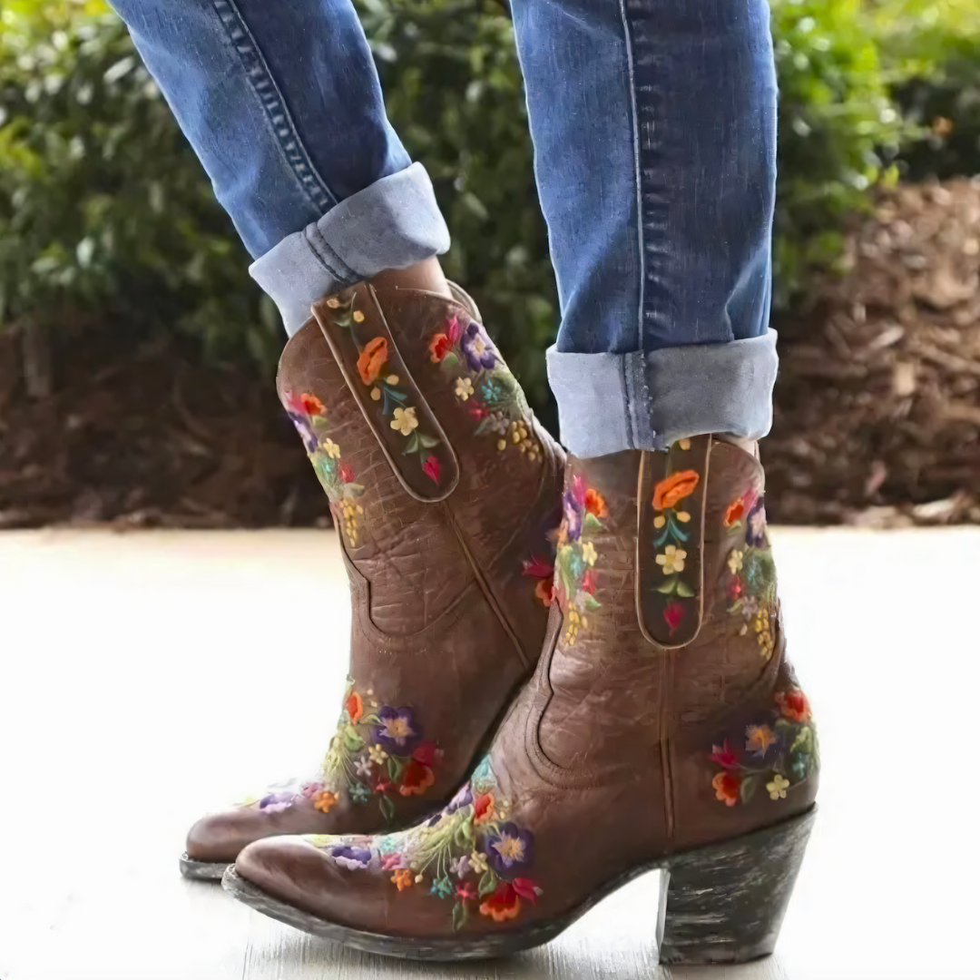 Bottes de cowgirl imperméables au look rétro