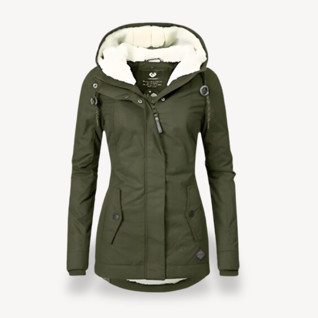 Veste d'hiver imperméable pour femme avec capuche