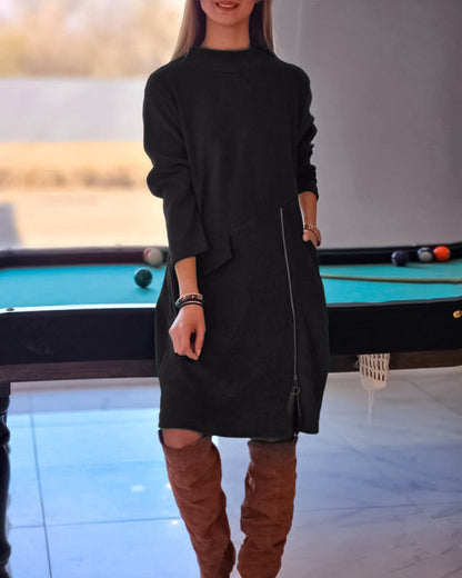Robe élégante à manches longues et fermeture éclair