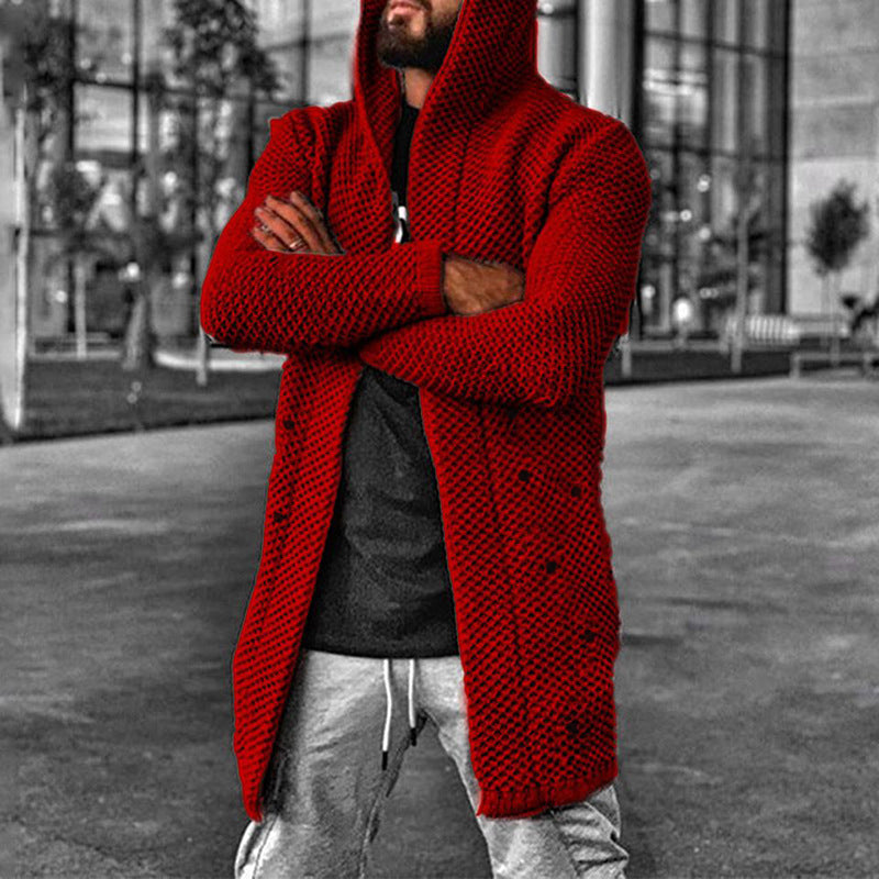 Gilet tricoté à capuche chaud pour hommes