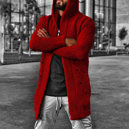 Gilet tricoté à capuche chaud pour hommes