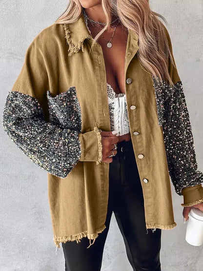 Veste en jean glamour à effet pailleté