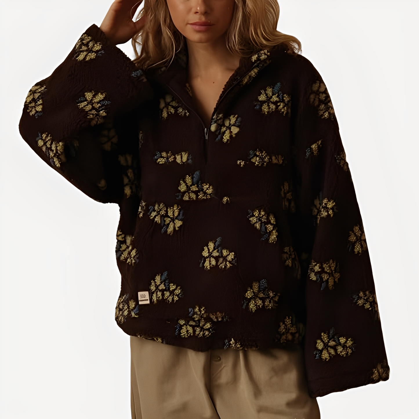 Pull Sherpa fleuri tendance pour femmes