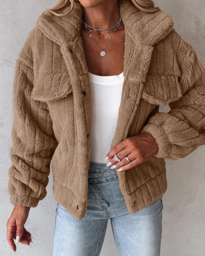 Veste Sherpa Femme Boutonnée Moderne Sportive