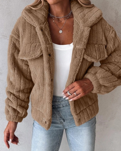 Veste Sherpa Femme Boutonnée Moderne Sportive
