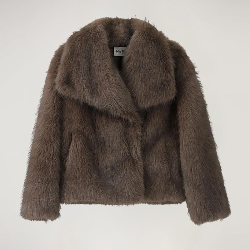 Manteau de luxe en fausse fourrure avec col oversize