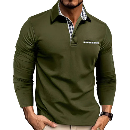 Polo-shirt homme manches longues style décontracté
