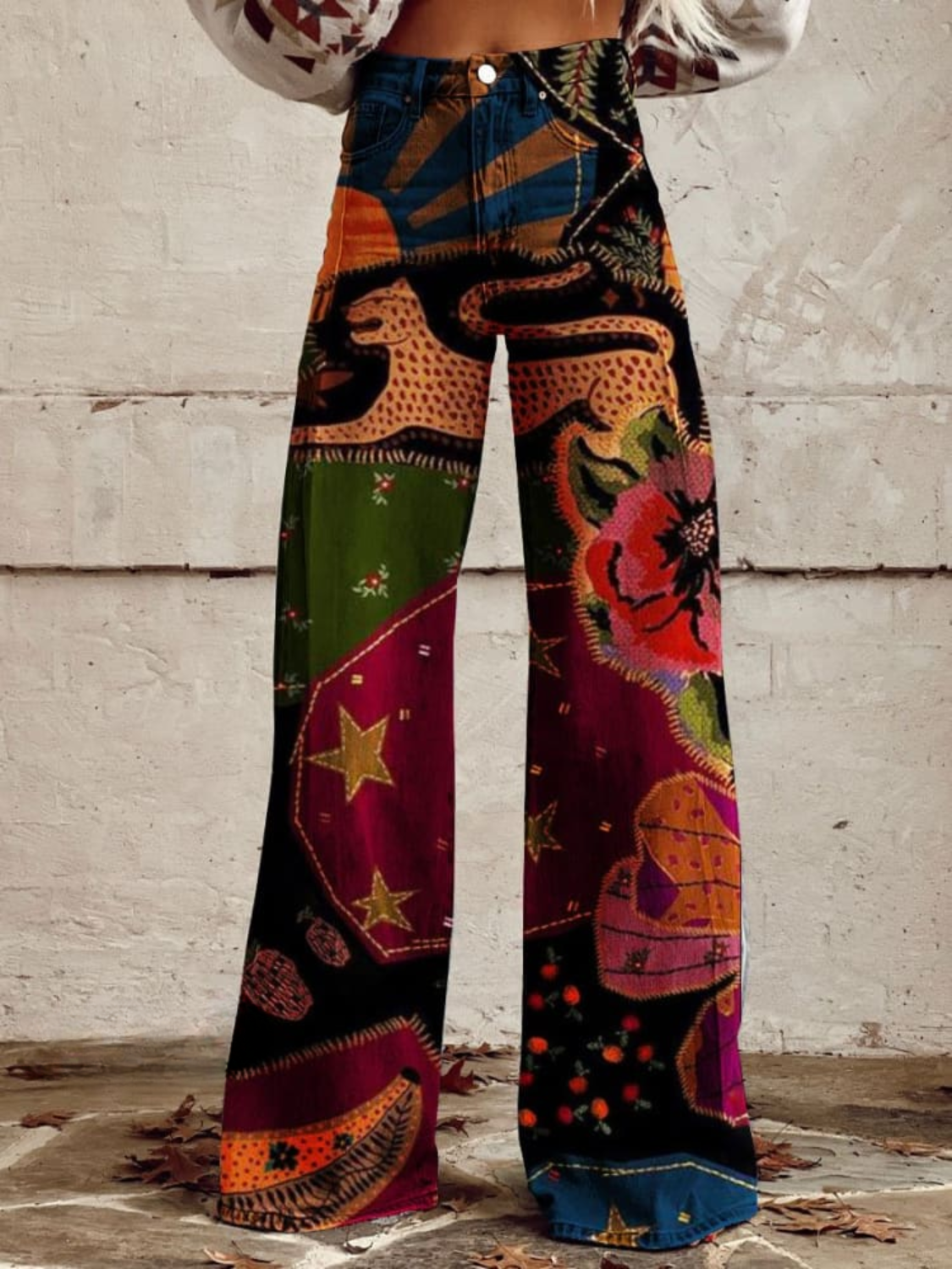 Pantalon fluide bohème pour femme style vintage