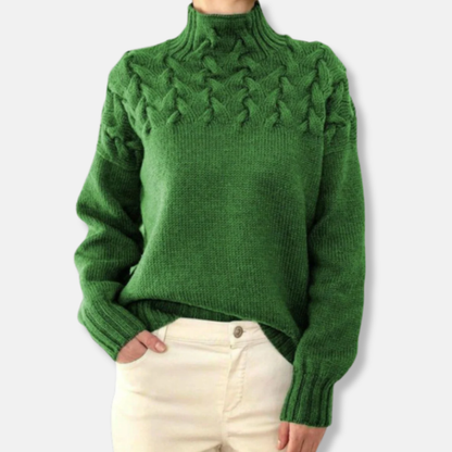 Laine Pull Tricot Col montant confortable Motif torsadé